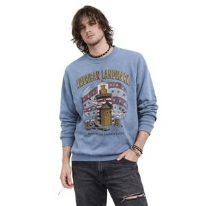 VTG Hanes Heavyweight Blue American‎ Landmark Lighthouse Graphic Sweatshirt XL